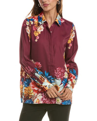T Tahari Button Down Tunic Blouse