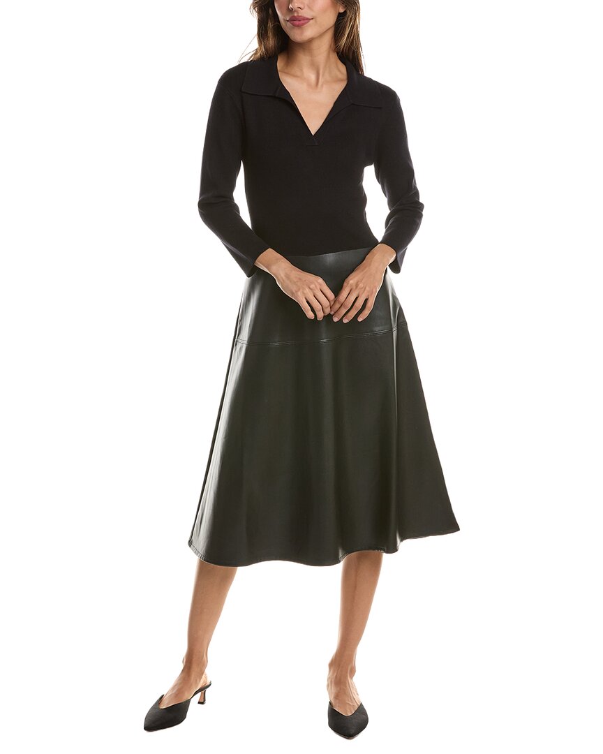 T Tahari 3/4 Sleeve Split Collar Dress