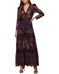 L’Agence Poe Mix Lace Maxi Dress