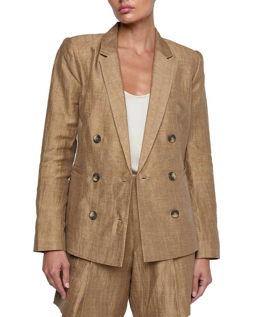 L’Agence Colin Double Breasted Linen-Blend Blazer