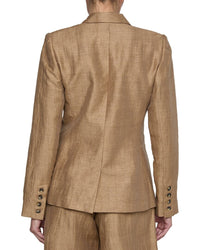L’Agence Colin Double Breasted Linen-Blend Blazer