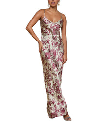 L’Agence Serita Maxi V Neck Silk Bias Dress