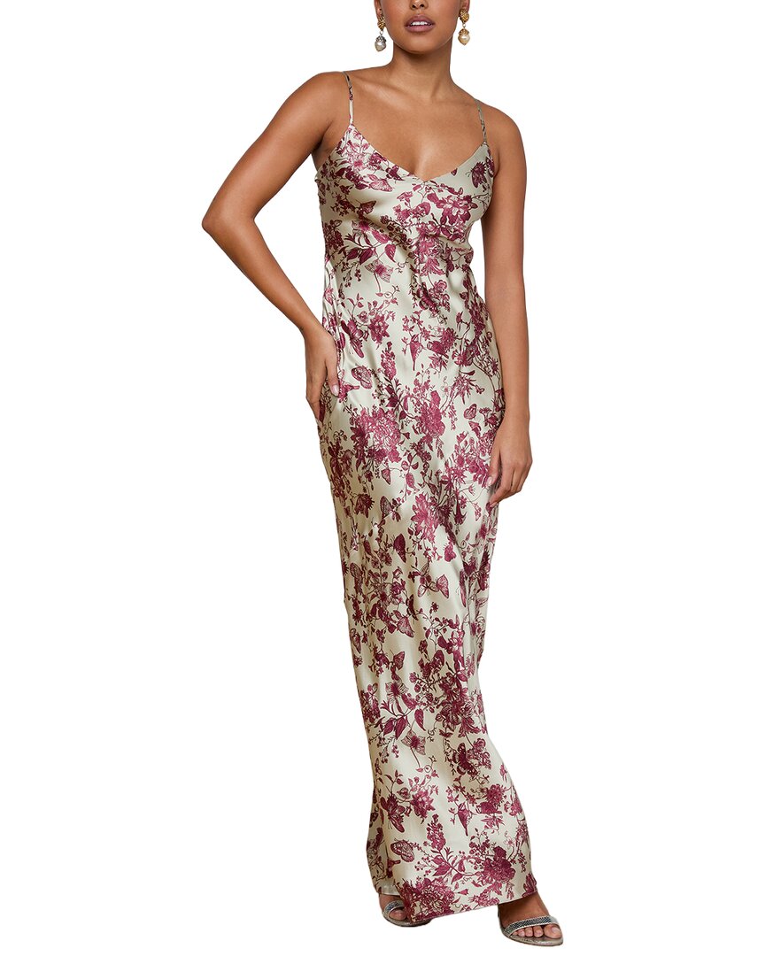 L’Agence Serita Maxi V Neck Silk Bias Dress