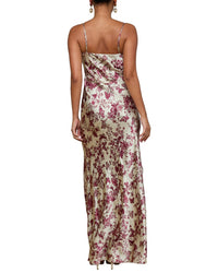 L’Agence Serita Maxi V Neck Silk Bias Dress