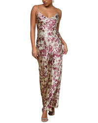 L’Agence Serita Maxi V Neck Silk Bias Dress