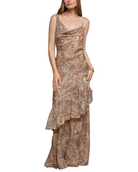 L’Agence Viola Asymmetrical Cowl Neck Silk Gown