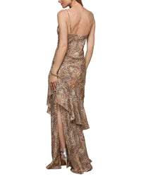 L’Agence Viola Asymmetrical Cowl Neck Silk Gown