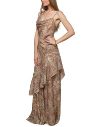 L’Agence Viola Asymmetrical Cowl Neck Silk Gown