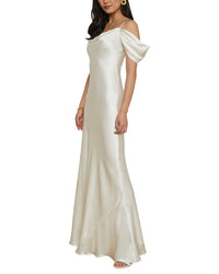 L’Agence Kenna Cowl Cold-Shoulder Silk Dress