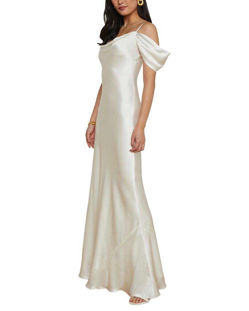 L’Agence Kenna Cowl Cold-Shoulder Silk Dress