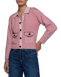 L’Agence Poetry Stitch Detail Crop Wool-Blend Cardigan