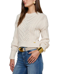 L’Agence Storm Boxy Crop Cable Pullover