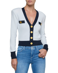 L’Agence Taya Cropped V-Neck Cardigan