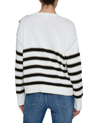 L’Agence Bishop Striped Crew Wool-Blend Sweater
