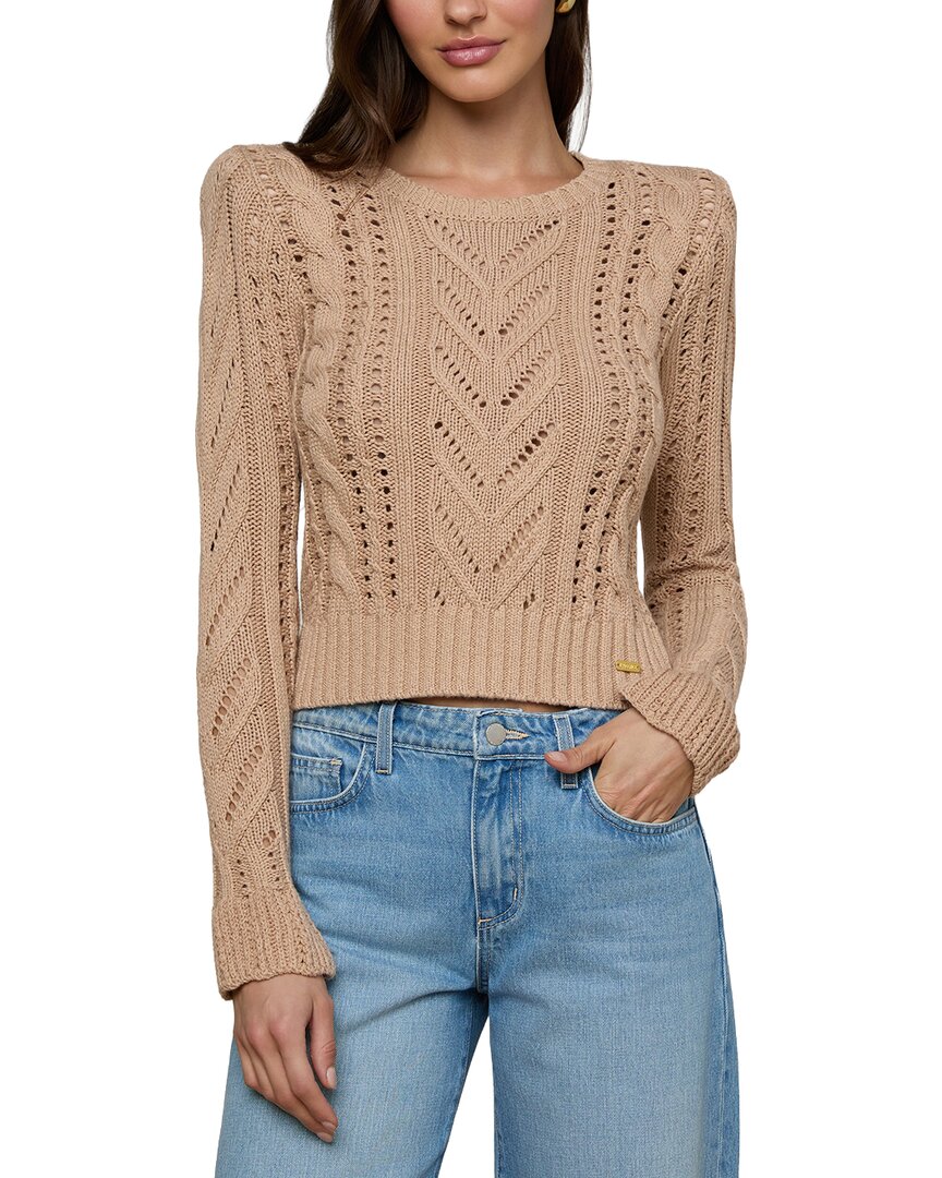 L’Agence Mio Cable Crop Silk-Blend Pullover