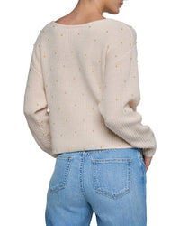 L’Agence Antonella Studded Surplice Wool-Blend Sweater