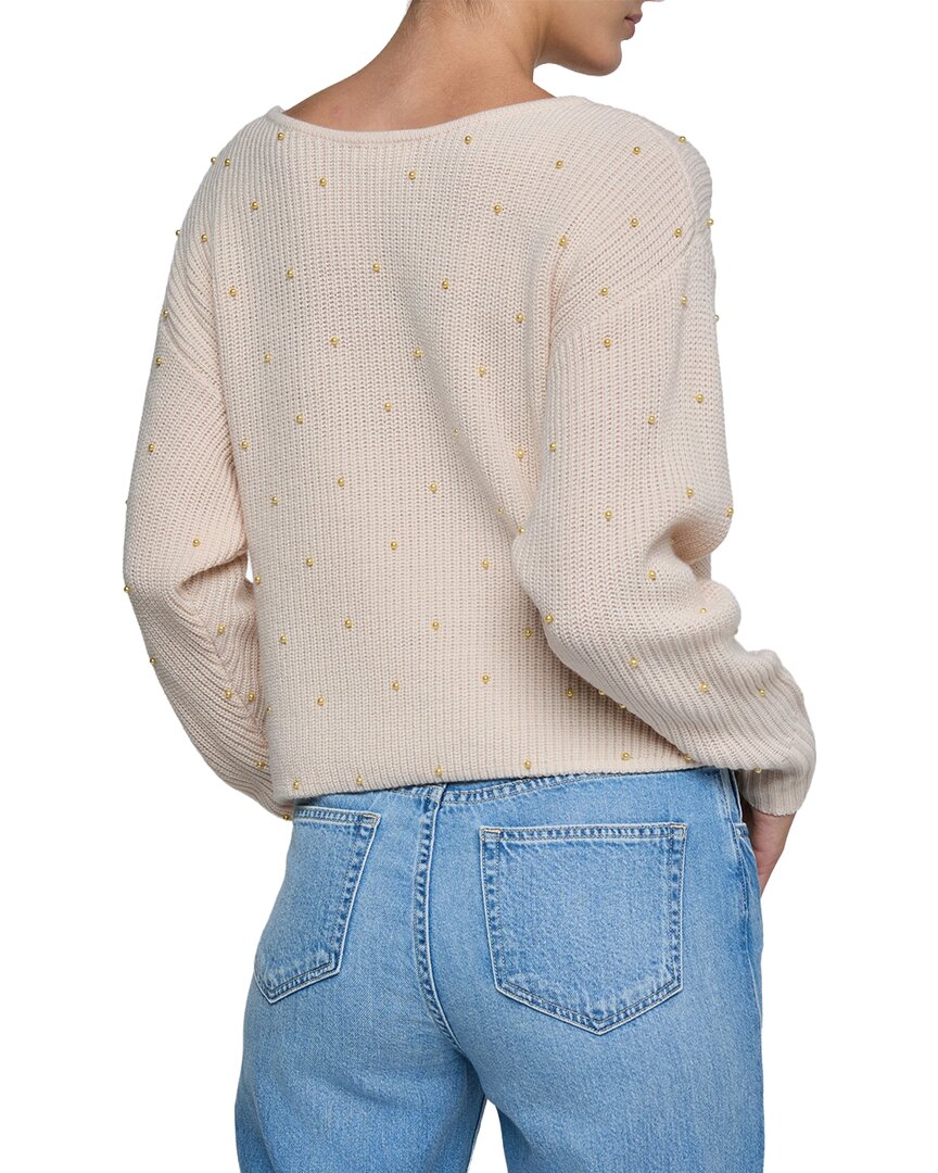 L’Agence Antonella Studded Surplice Wool-Blend Sweater