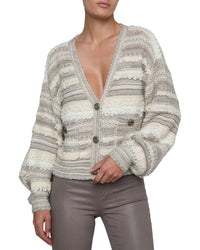 L’Agence Harriet Blouson Sleeve Wool-Blend Cardigan