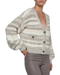 L’Agence Harriet Blouson Sleeve Wool-Blend Cardigan