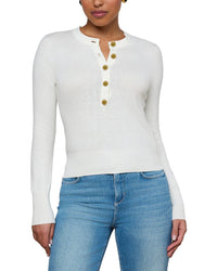 L’Agence Ronda Knit Henley Silk-Blend Pullover
