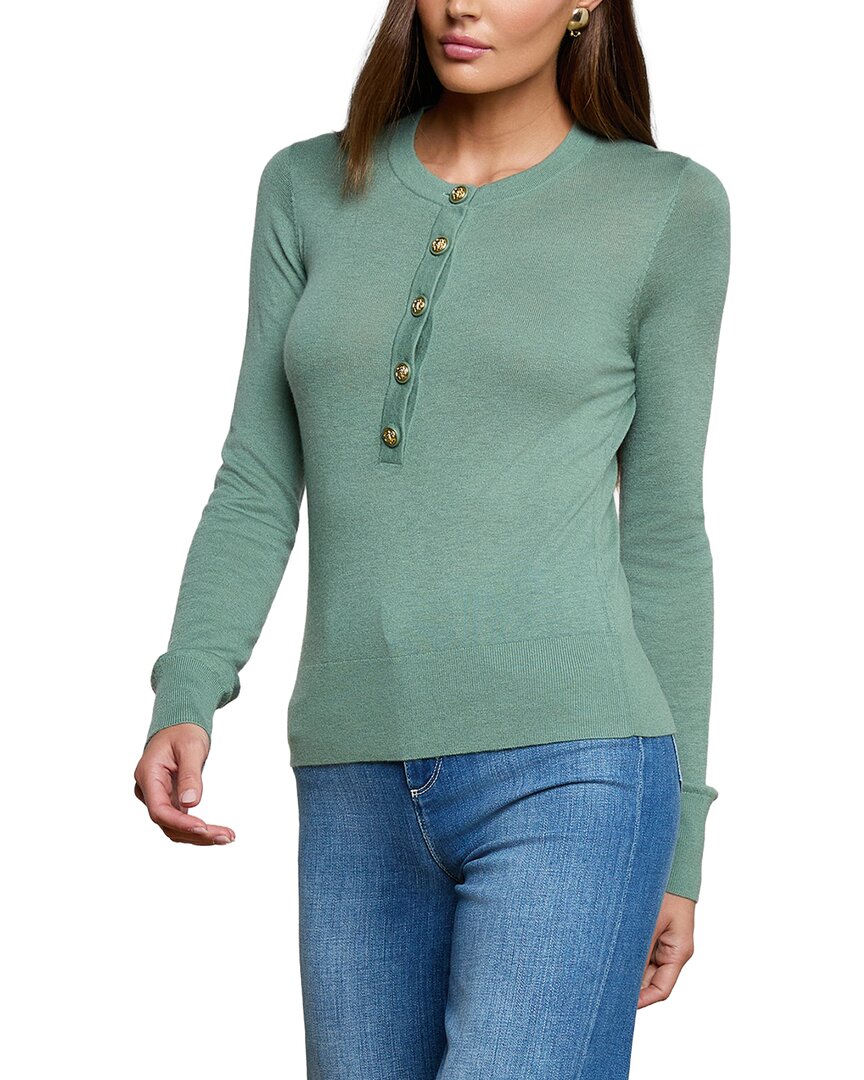L’Agence Ronda Knit Henley Wool-Blend Pullover