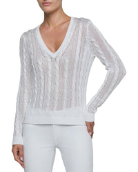 L’Agence Preston Cable V Neck Pullover
