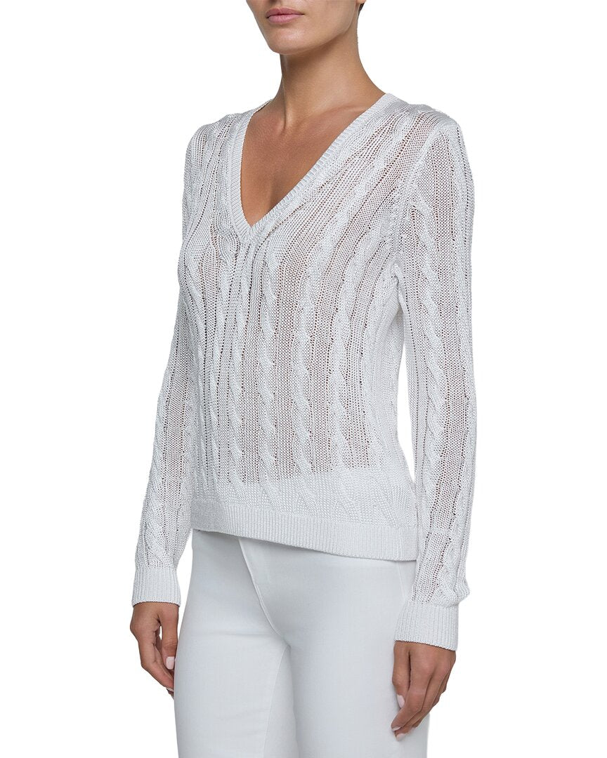 L’Agence Preston Cable V Neck Pullover