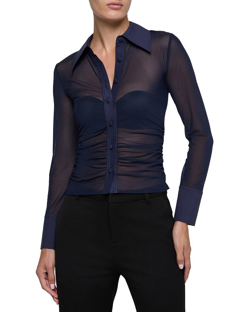 L’Agence Isola Mesh Button Up Top
