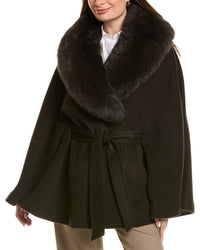 Sofiacashmere Belted Shawl Collar Cape Coat