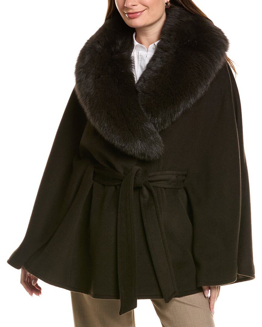 Sofiacashmere Belted Shawl Collar Cape Coat