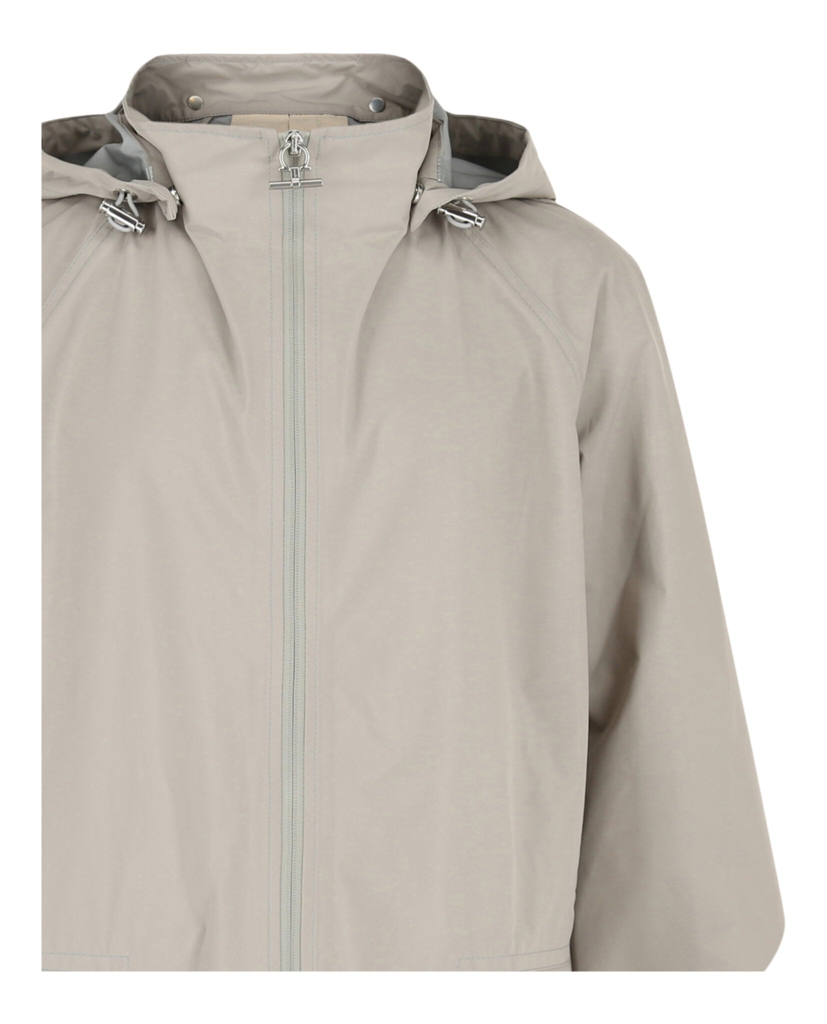 Ferragamo Mens Hooded Gancini Rain Jacket