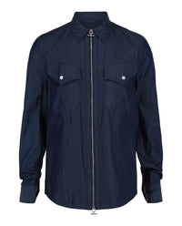 Ferragamo Mens Denim Zipper Shirt