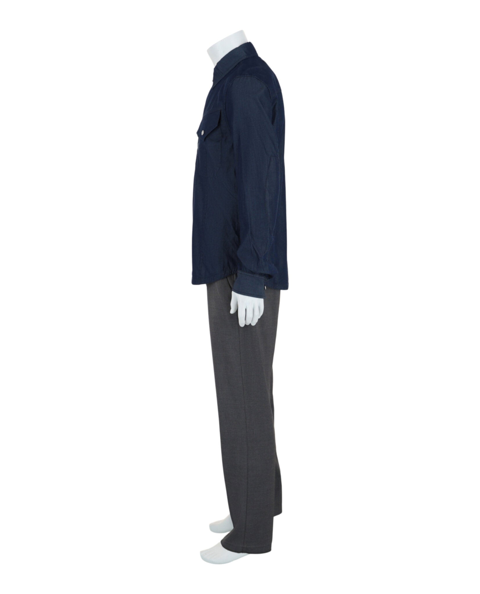 Ferragamo Mens Denim Zipper Shirt