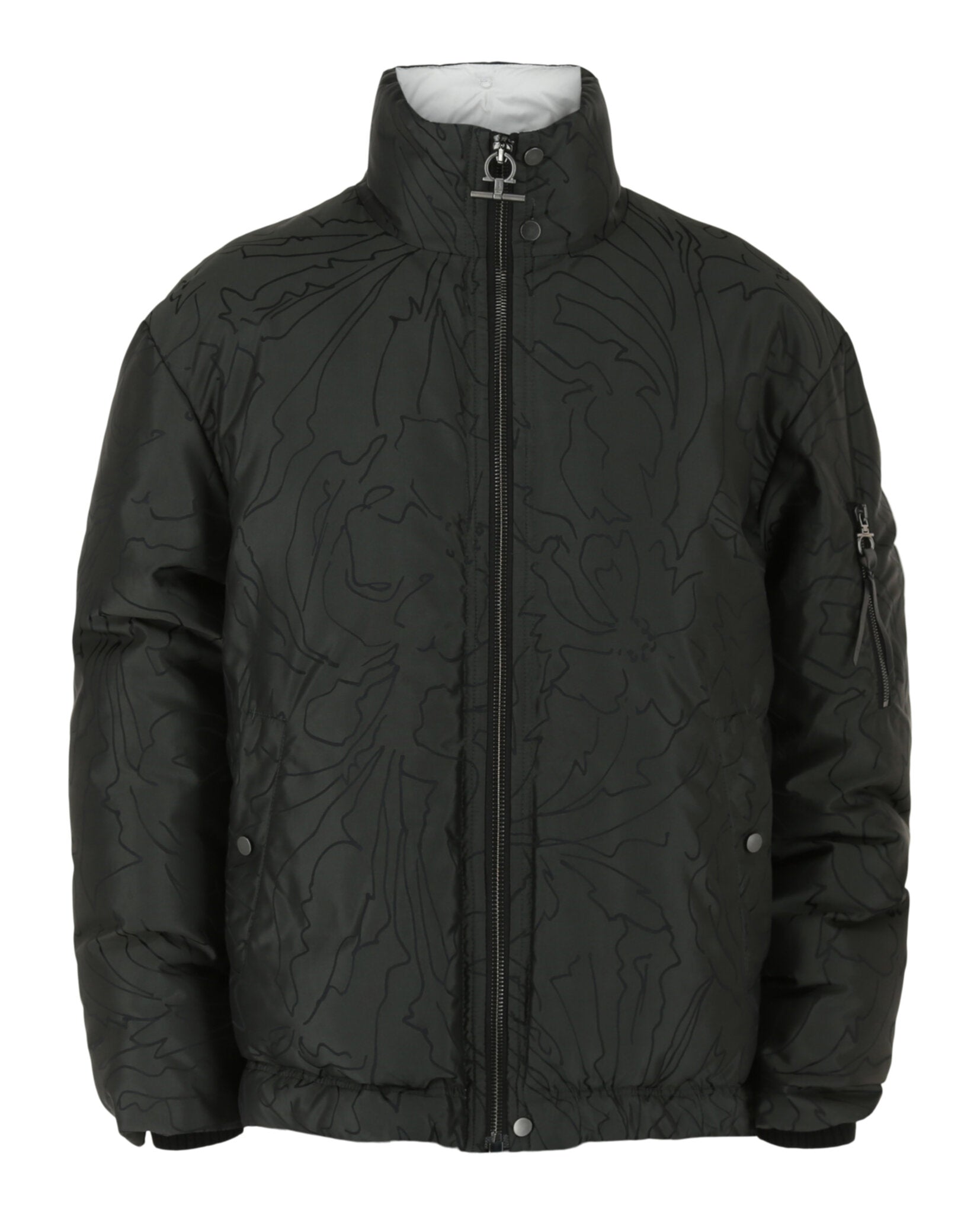Ferragamo Mens Abstract Print Quilted Jacket