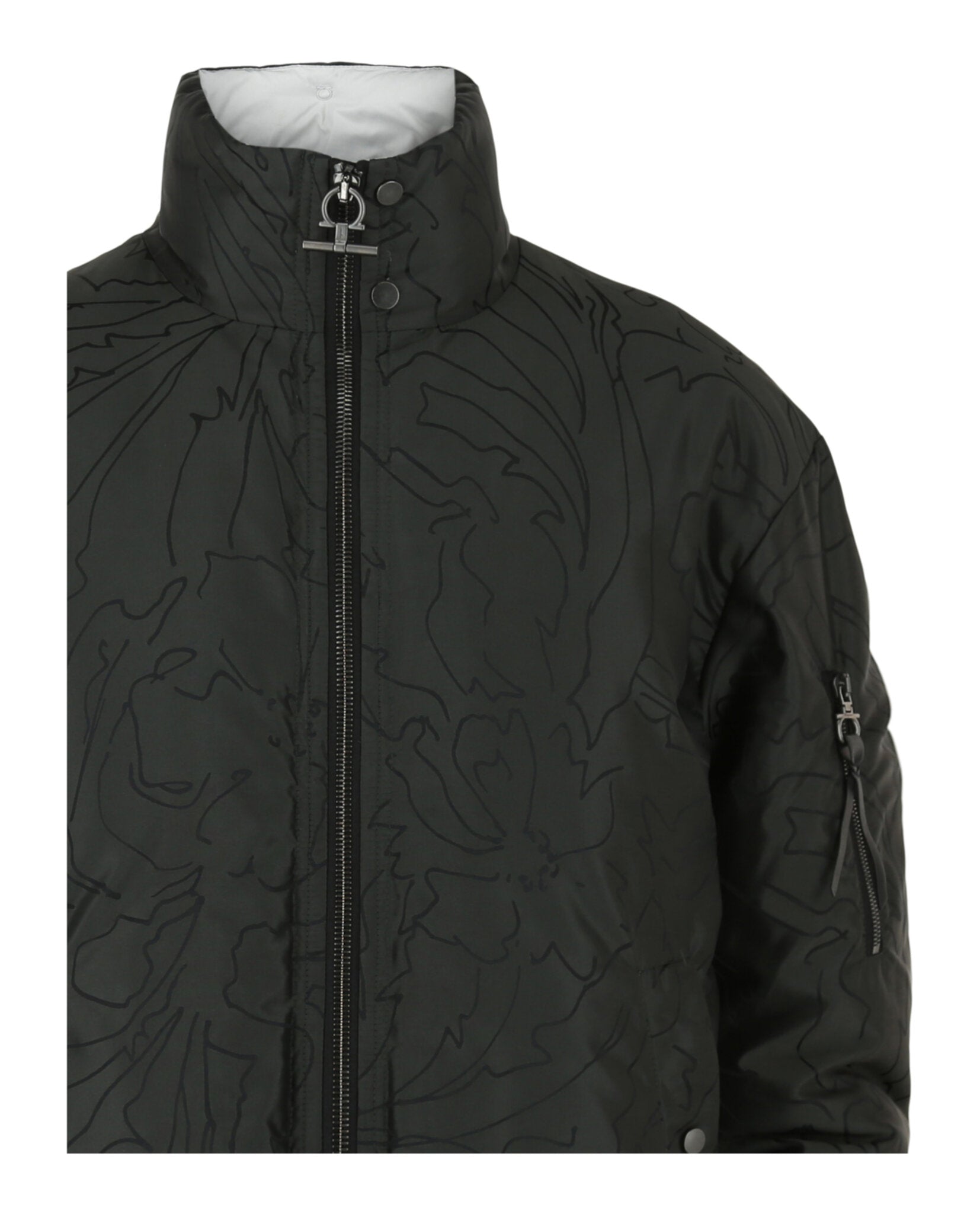 Ferragamo Mens Abstract Print Quilted Jacket