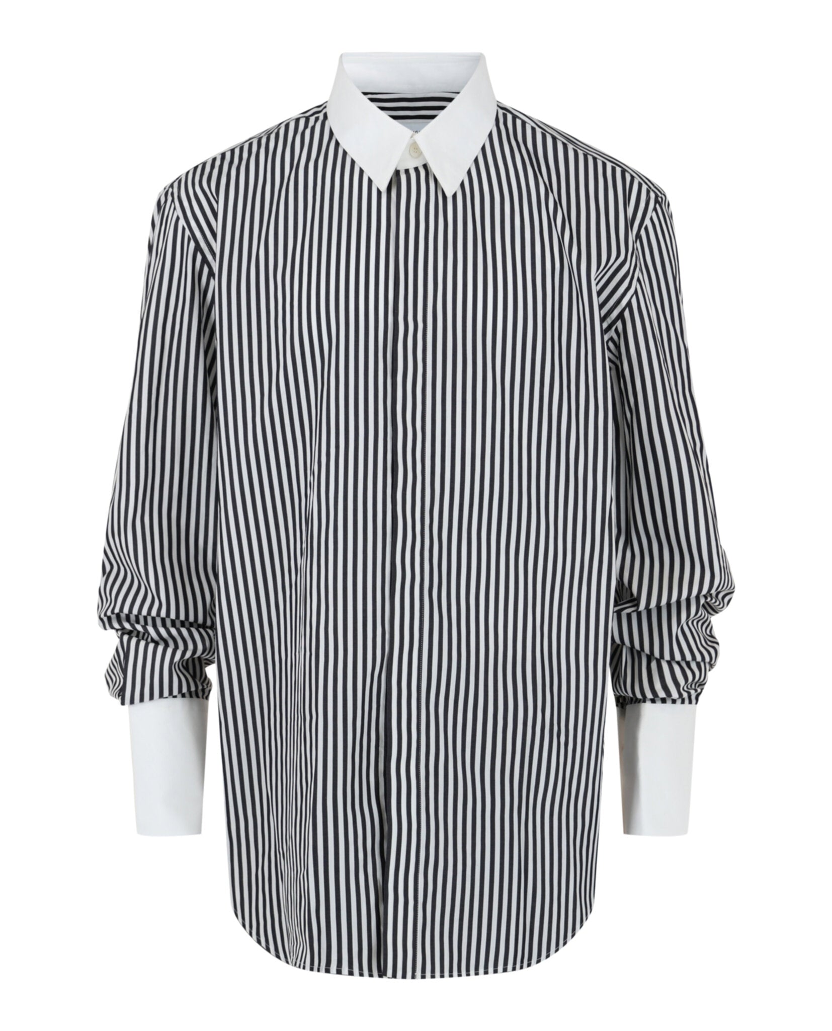 Ferragamo Mens Striped Long Sleeve Dress Shirt Regular XL White Black