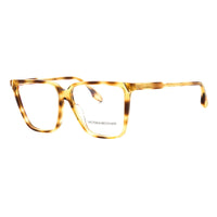 Victoria Beckham Eyeglasses Square Full Rim, Blonde Havana Frame and Clear Demo Lenses Lens VB2633222
