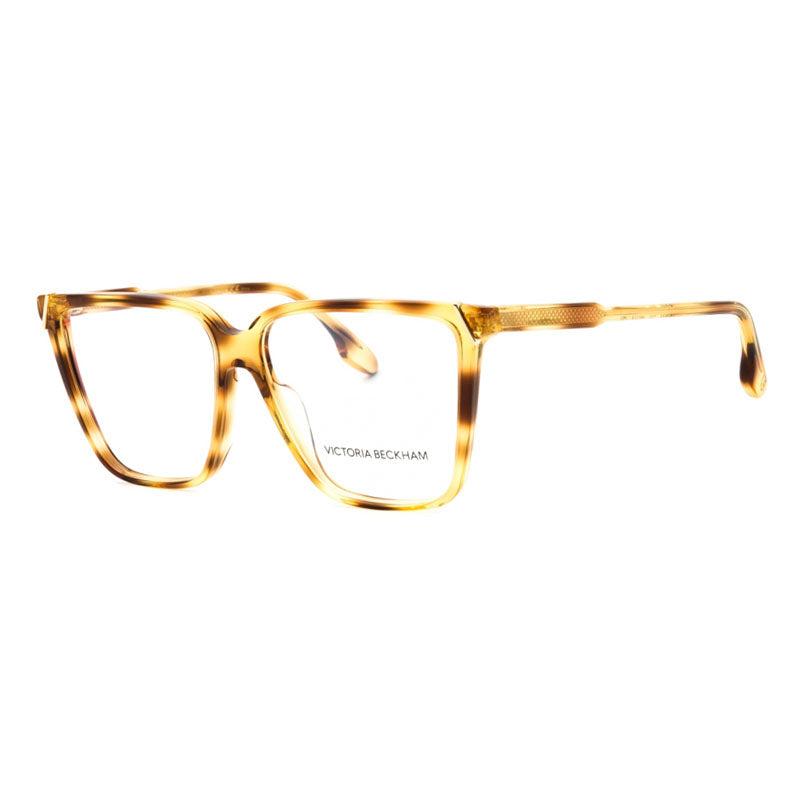 Victoria Beckham Eyeglasses Square Full Rim, Blonde Havana Frame and Clear Demo Lenses Lens VB2633222