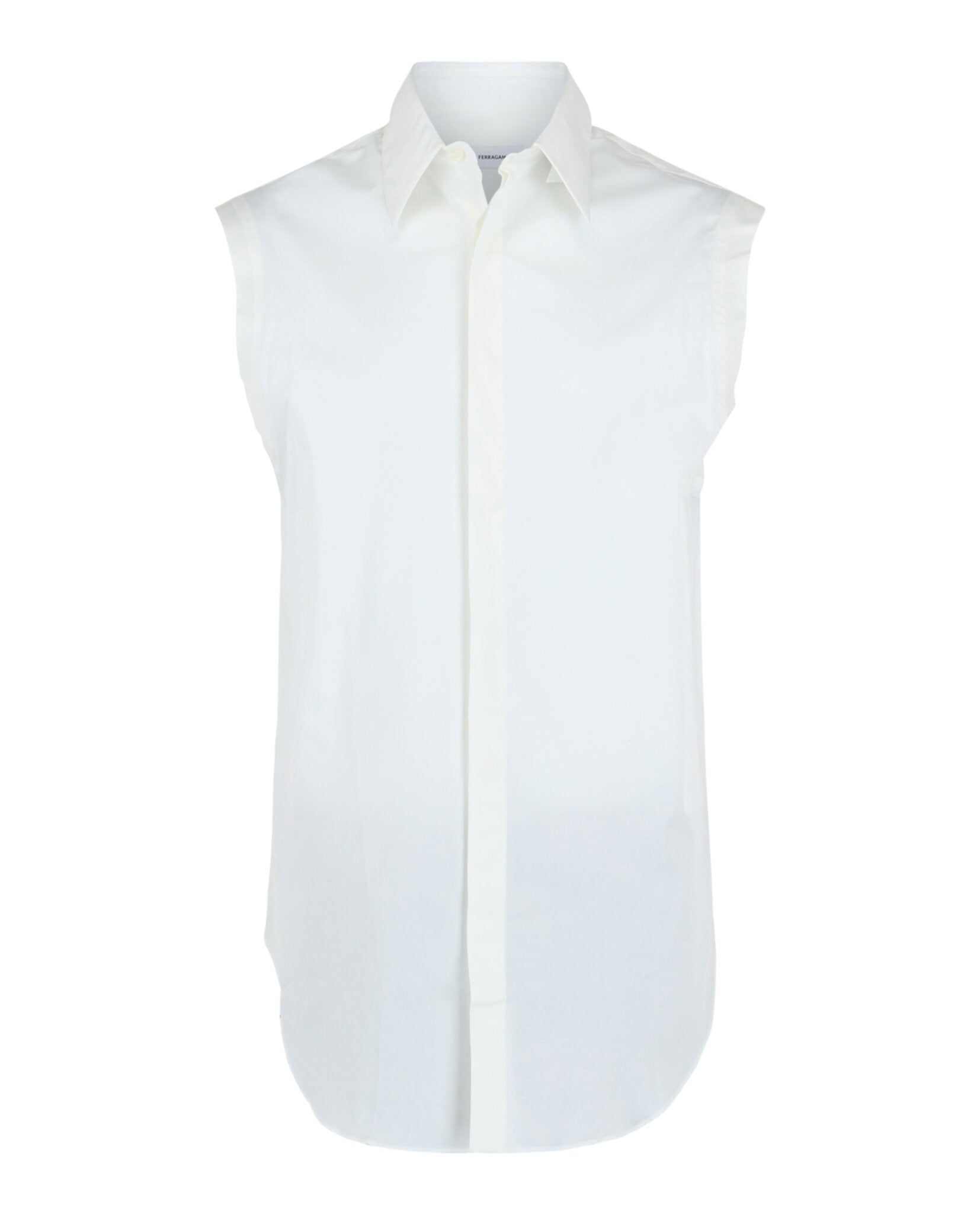 Ferragamo Mens Raw Cut Sleeveless Tuxedo Shirt