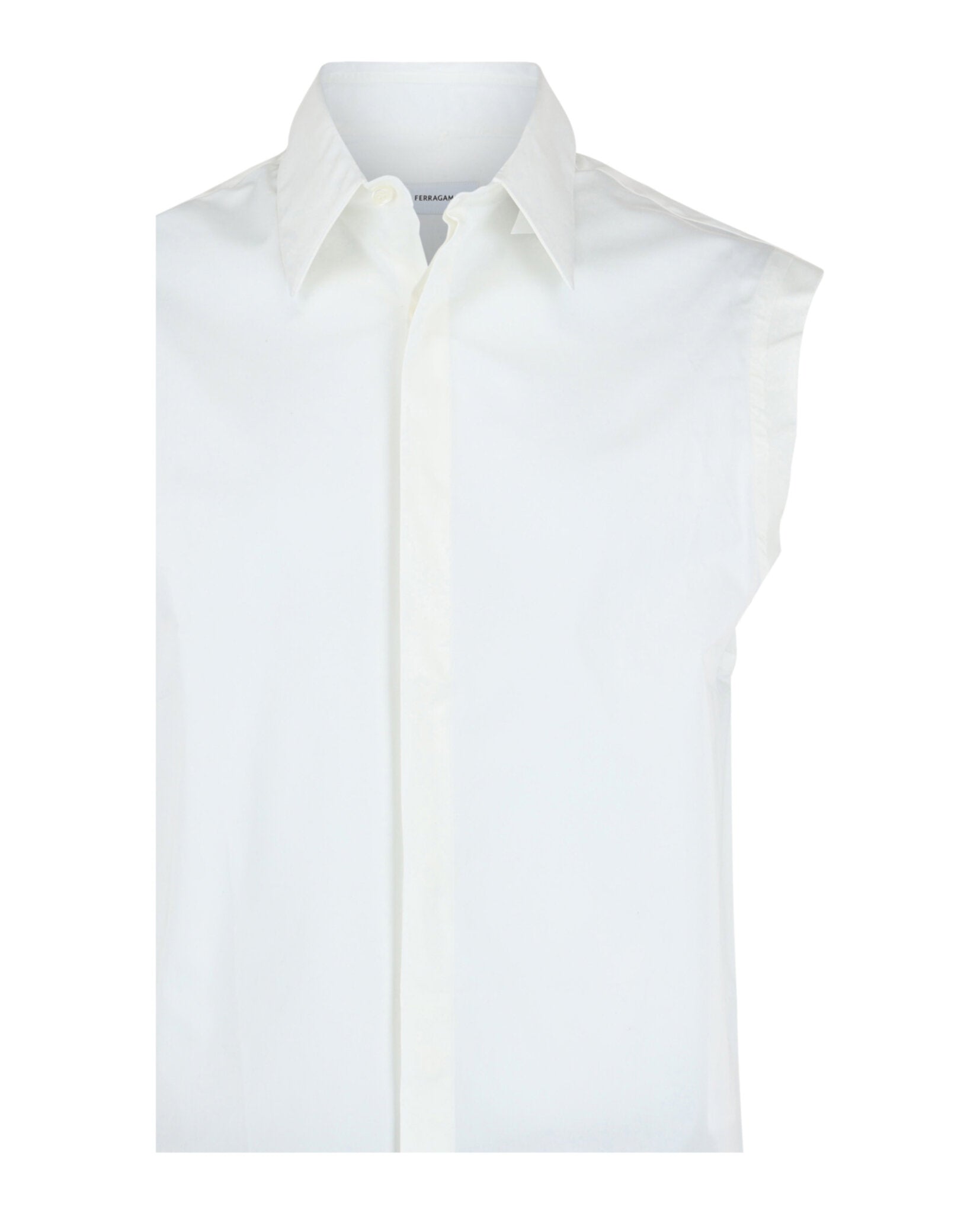 Ferragamo Mens Raw Cut Sleeveless Tuxedo Shirt