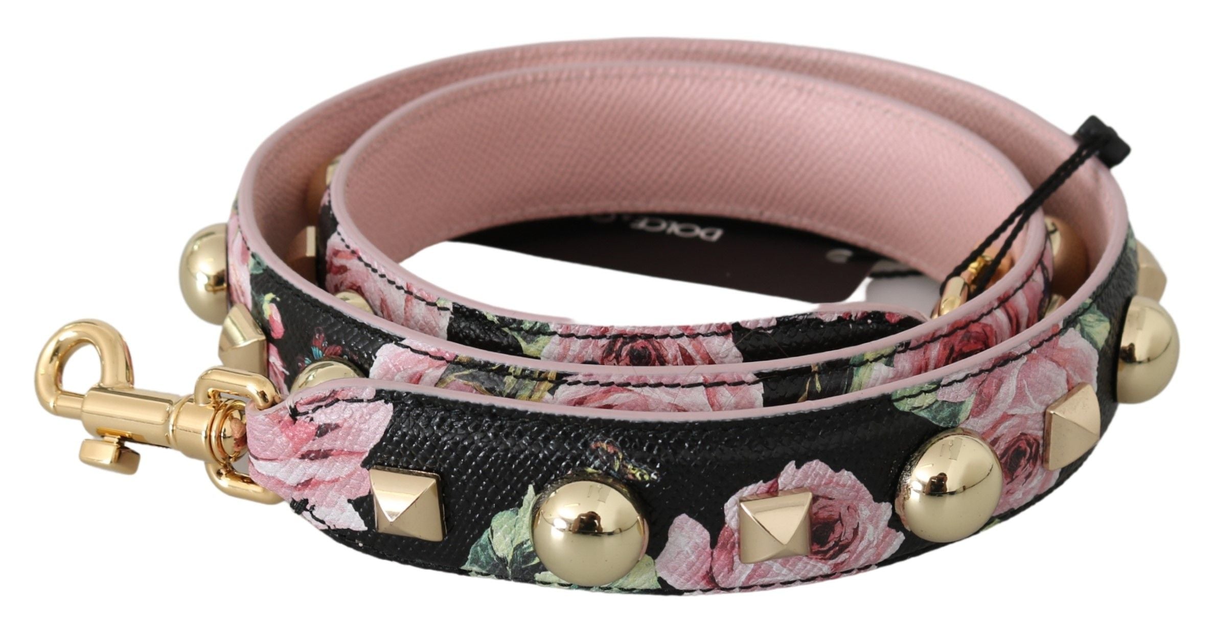 Dolce & Gabbana Dolce & Gabbana Pink Floral Leather Stud Accessory Shoulder Women's Strap