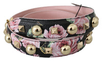 Dolce & Gabbana Dolce & Gabbana Pink Floral Leather Stud Accessory Shoulder Women's Strap