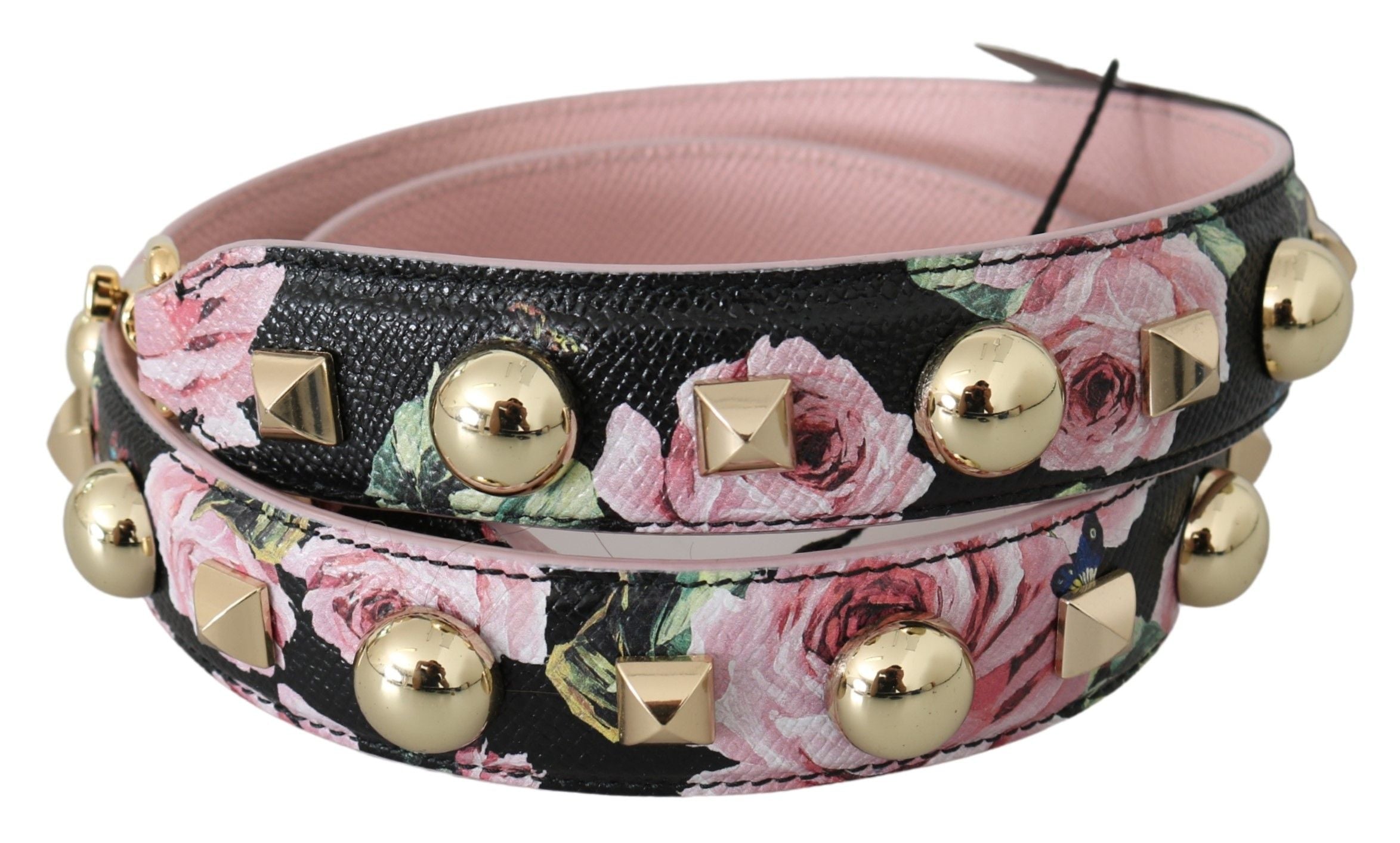 Dolce & Gabbana Dolce & Gabbana Pink Floral Leather Stud Accessory Shoulder Women's Strap
