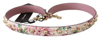Dolce & Gabbana Dolce & Gabbana Pink Floral Leather Stud Accessory Shoulder Women's Strap