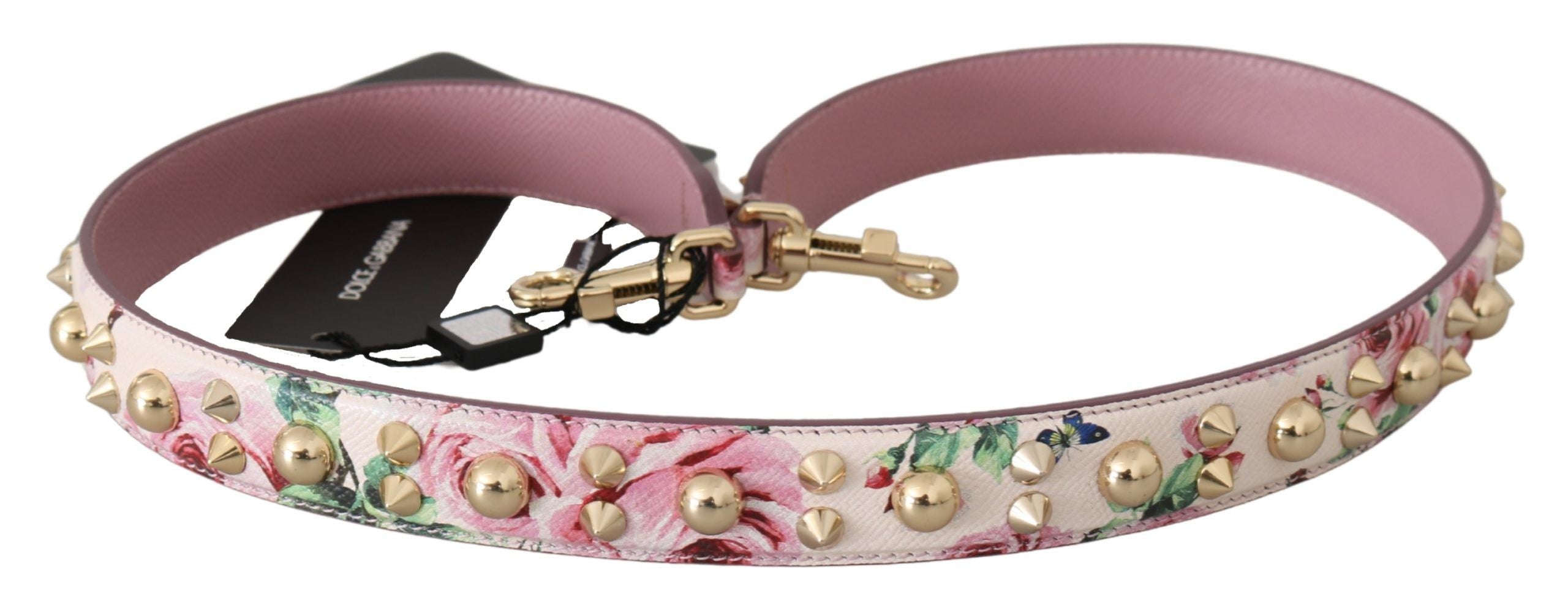 Dolce & Gabbana Dolce & Gabbana Pink Floral Leather Stud Accessory Shoulder Women's Strap
