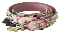 Dolce & Gabbana Dolce & Gabbana Pink Floral Leather Stud Accessory Shoulder Women's Strap