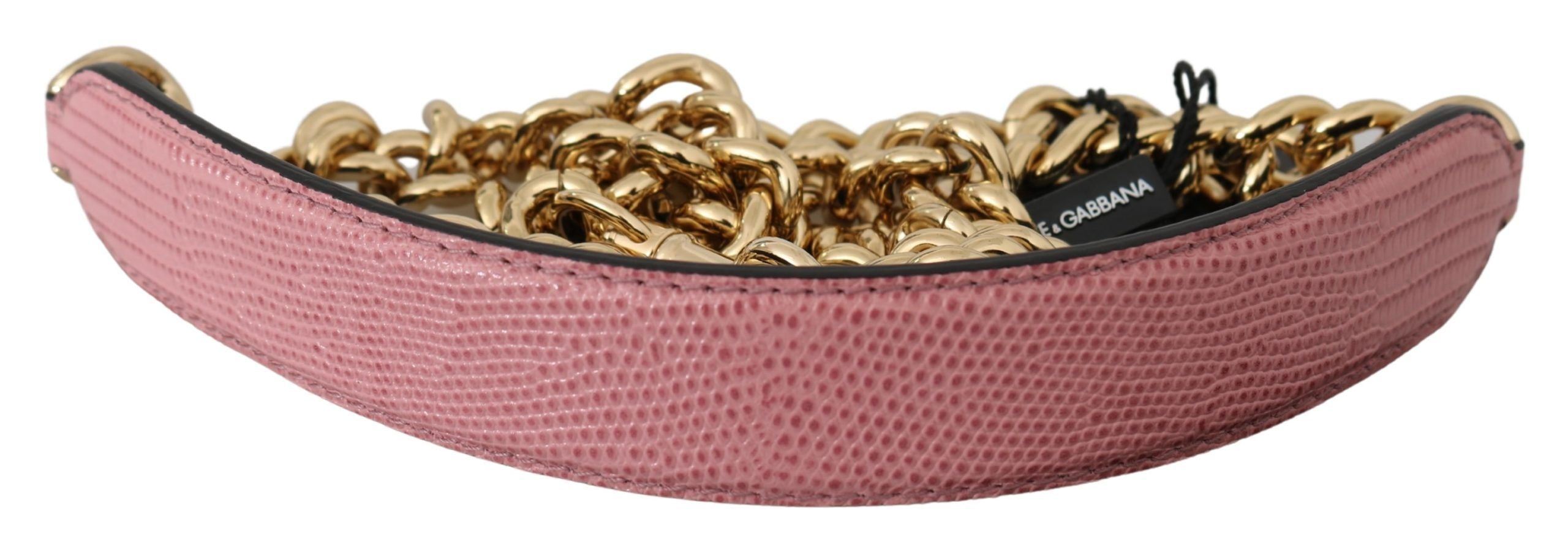 Dolce & Gabbana Dolce & Gabbana Pink Leather Gold Chain Accessory Shoulder Women's Strap