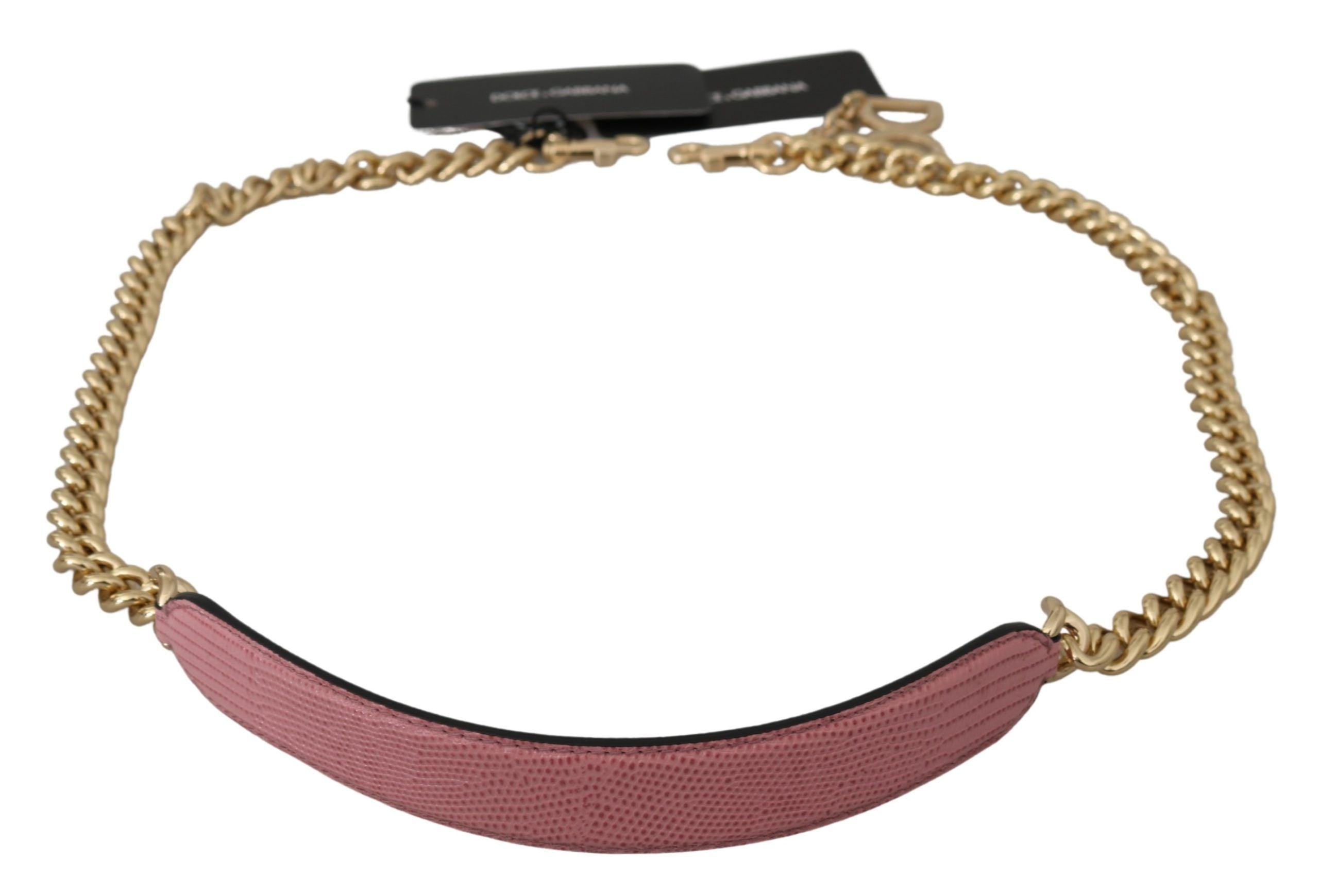 Dolce & Gabbana Dolce & Gabbana Pink Leather Gold Chain Accessory Shoulder Women's Strap