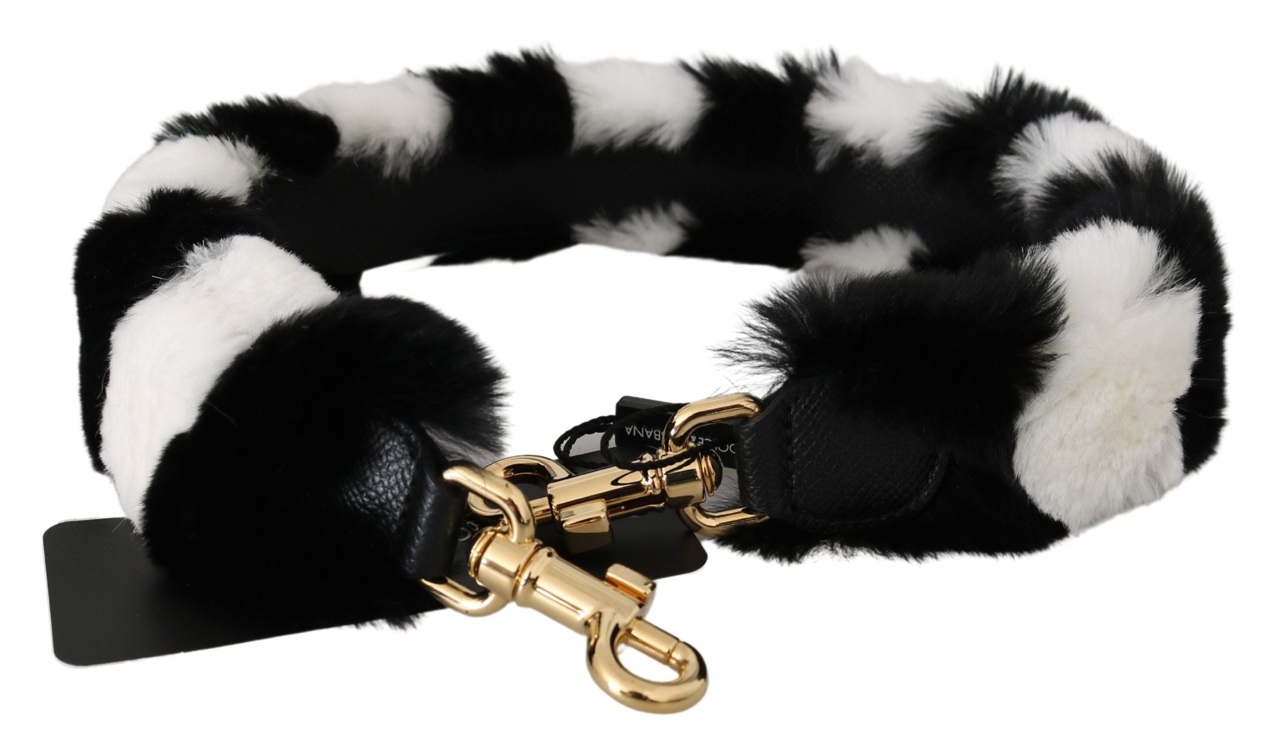 Dolce & Gabbana Dolce & Gabbana Black White Lapin Fur Accessory Shoulder Women's Strap