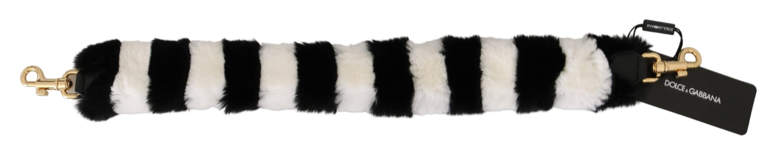 Dolce & Gabbana Dolce & Gabbana Black White Lapin Fur Accessory Shoulder Women's Strap